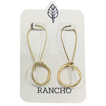 Gold Flat Ring  Hook Earrings
