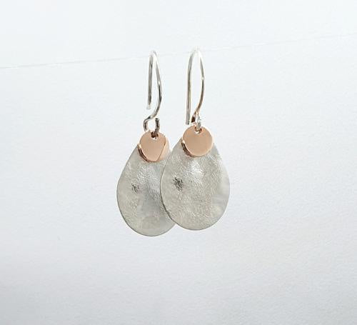 Rose Gold  & Silver Textured Dangles