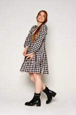 Tiered Dress - Pink/Black Check