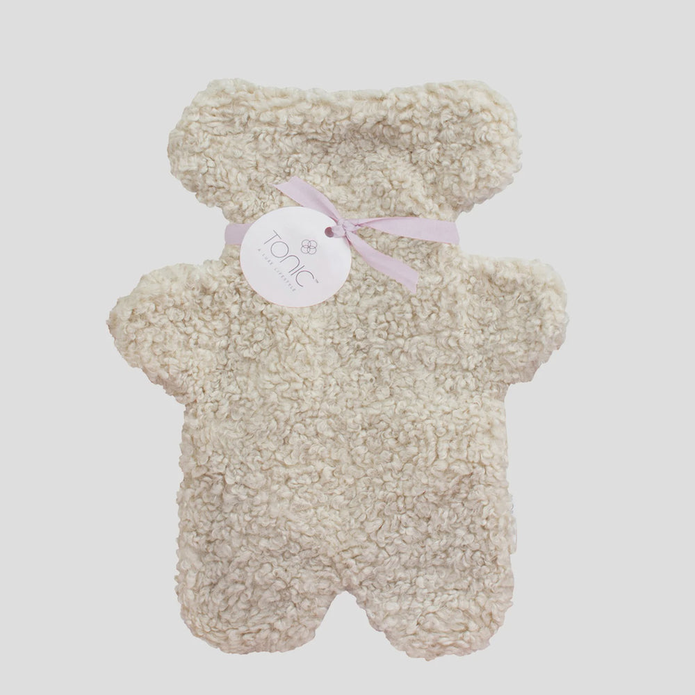 Boucle Bear Hot Water Bottle - Cream