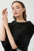 Curran Soft Fur Poncho - Black