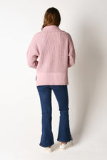 V Neck Collar Sweater - Dusty Rose