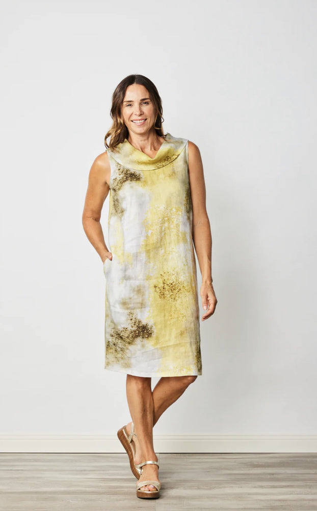 Linen Cowl Neck Dress- Luminary