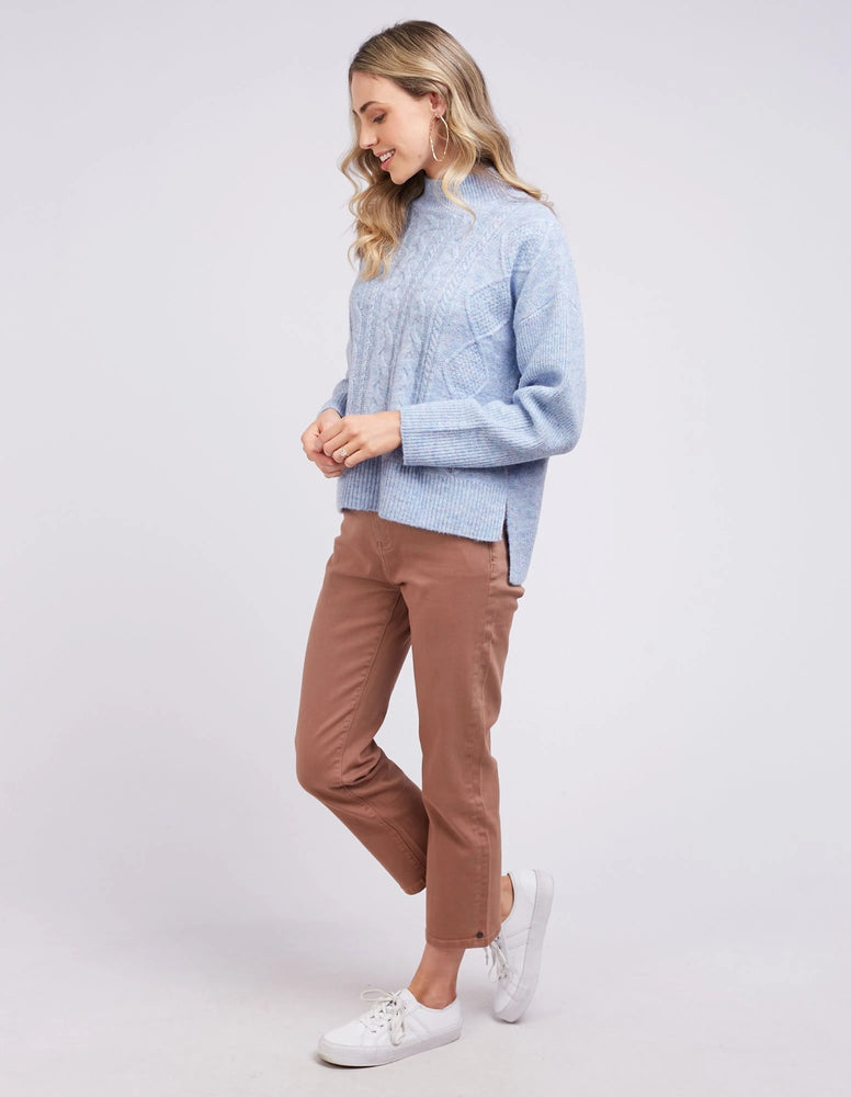 Hettie Cable Knit  -Cloud Blue Marle
