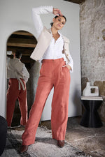 Linen Tailored Pant - Rust