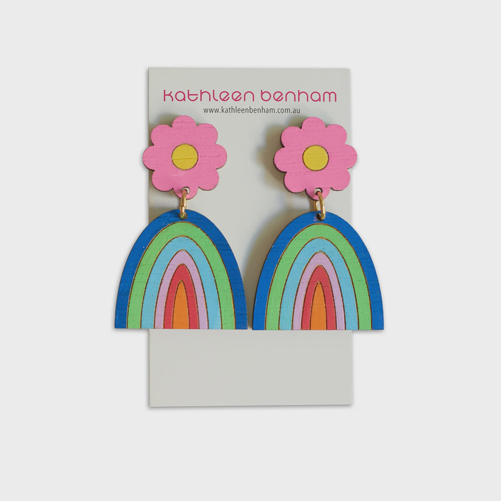 Melody Flower & Rainbow Dangles - Pale Pink