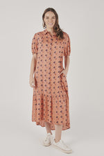 Puff Sleeve Maxi Dress -  Heart Print