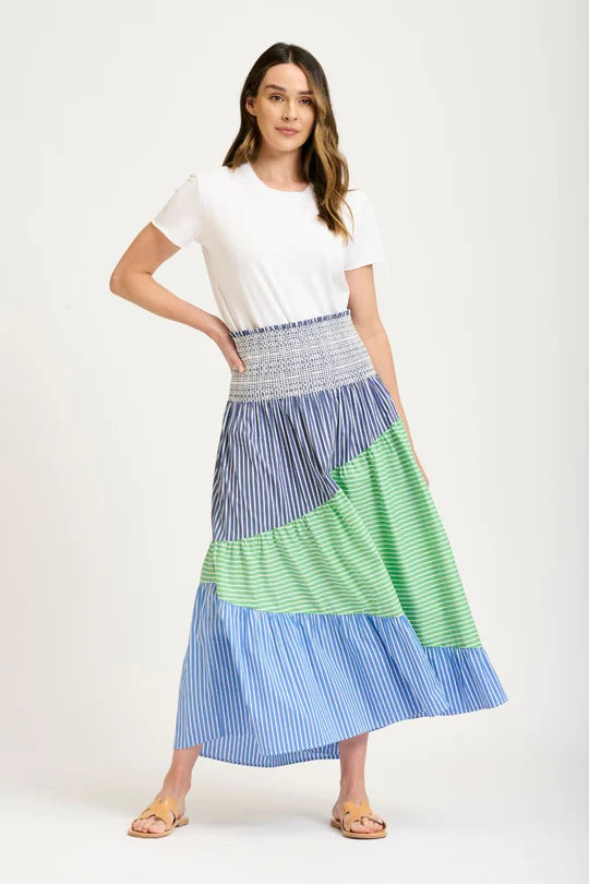 Tiered skirt dress- azure combo