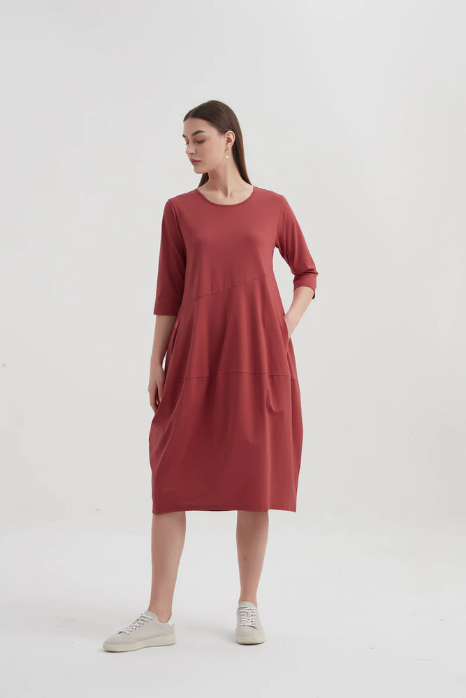 Diagonal Seam Dress - Warm Blush