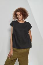 Relaxed Gather Top Black