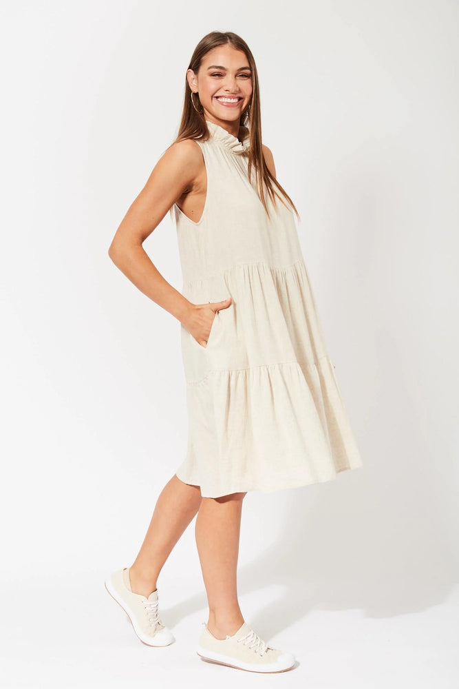 Belize Frill Dress - Clay