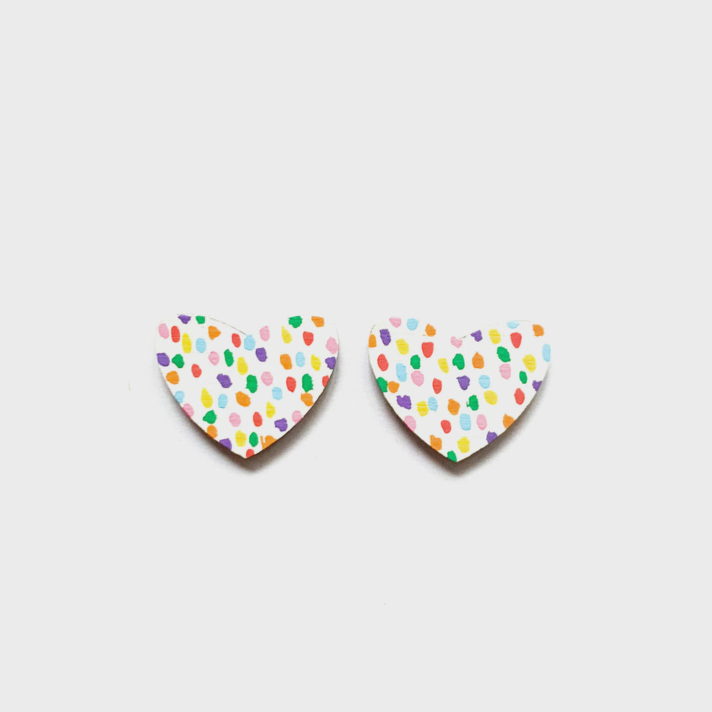 Heart Studs- Rainbow