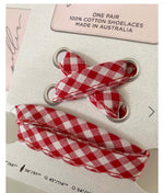 Check Cotton Shoelaces - Red & White ( Small)
