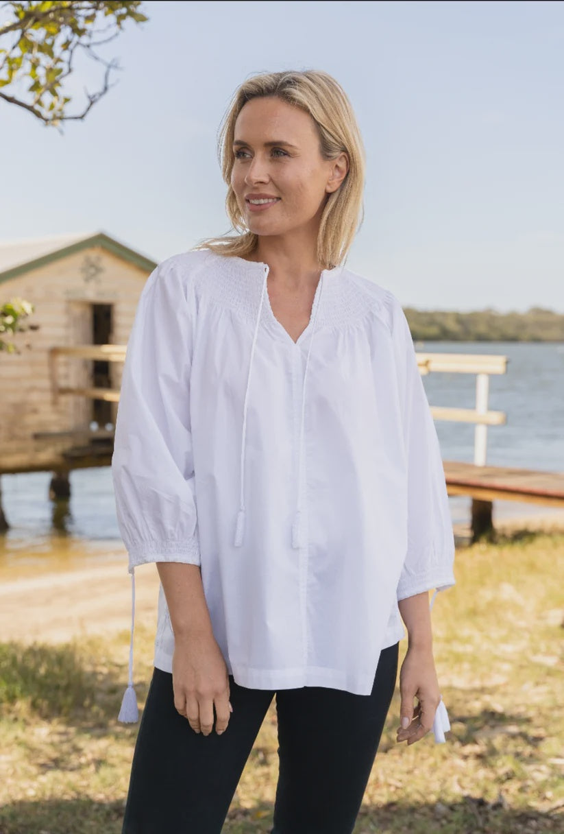 White peasant top store australia