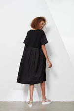 Woven Insert Dress - Black